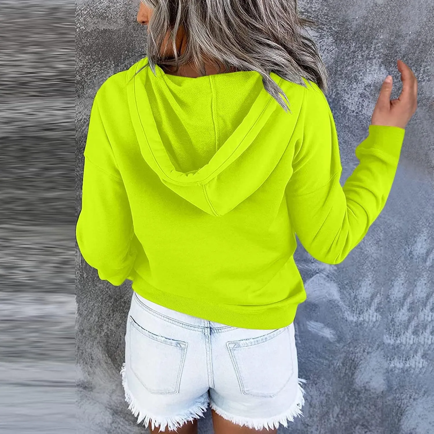 Women's Pullover Hoodies Tops Casual Button Down Long Sleeve Hooded Sweatshirts With Kangaroo Pocket Trendy 2023