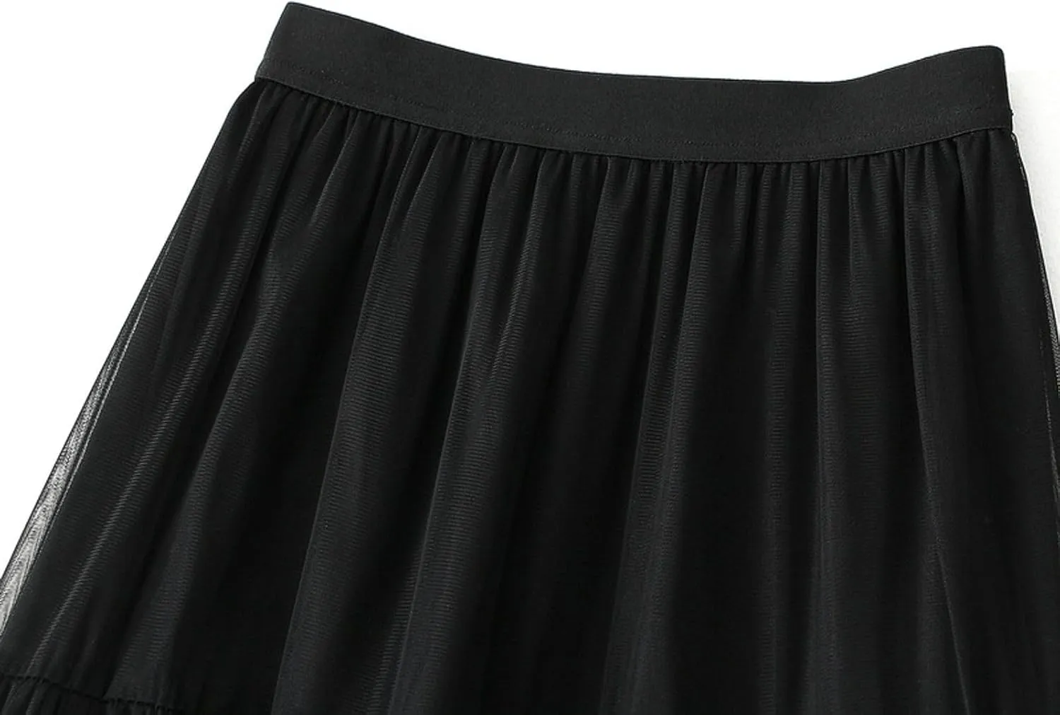 Womens Ruffle Tulle Skirts High Waist Fairy Cake Skirt Pleated Midi Tutu Skirts 2025 Summer Mesh Layered A-line Skirt