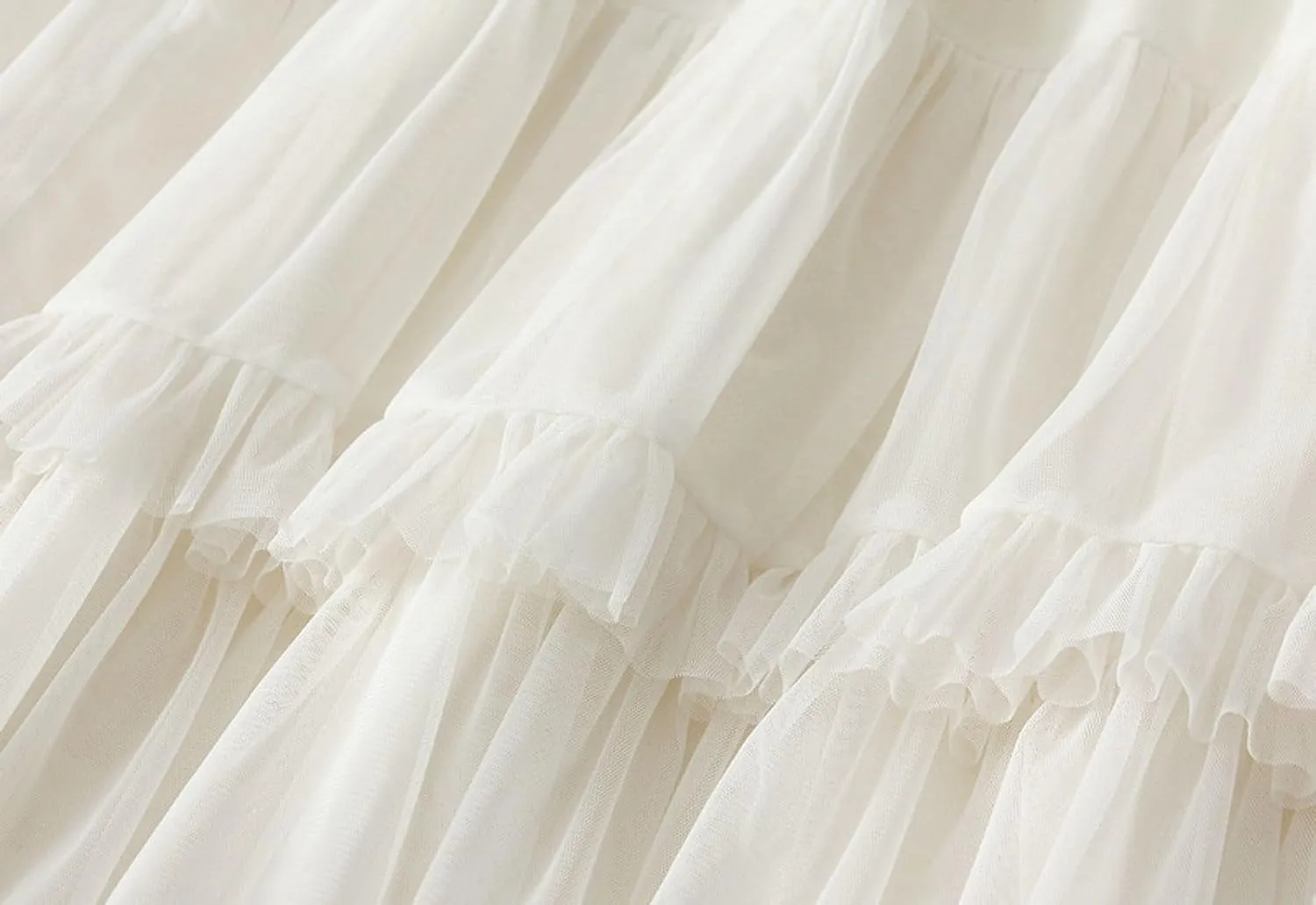 Womens Ruffle Tulle Skirts High Waist Fairy Cake Skirt Pleated Midi Tutu Skirts 2025 Summer Mesh Layered A-line Skirt