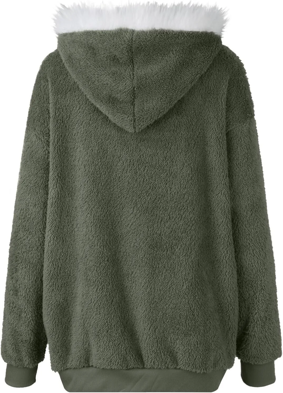 Womens Sherpa Jacket Fuzzy Plus Size Zip Up Hoodie Soft Comfy Fleece Lined Winter Coat with Pockets Warm Outerwear