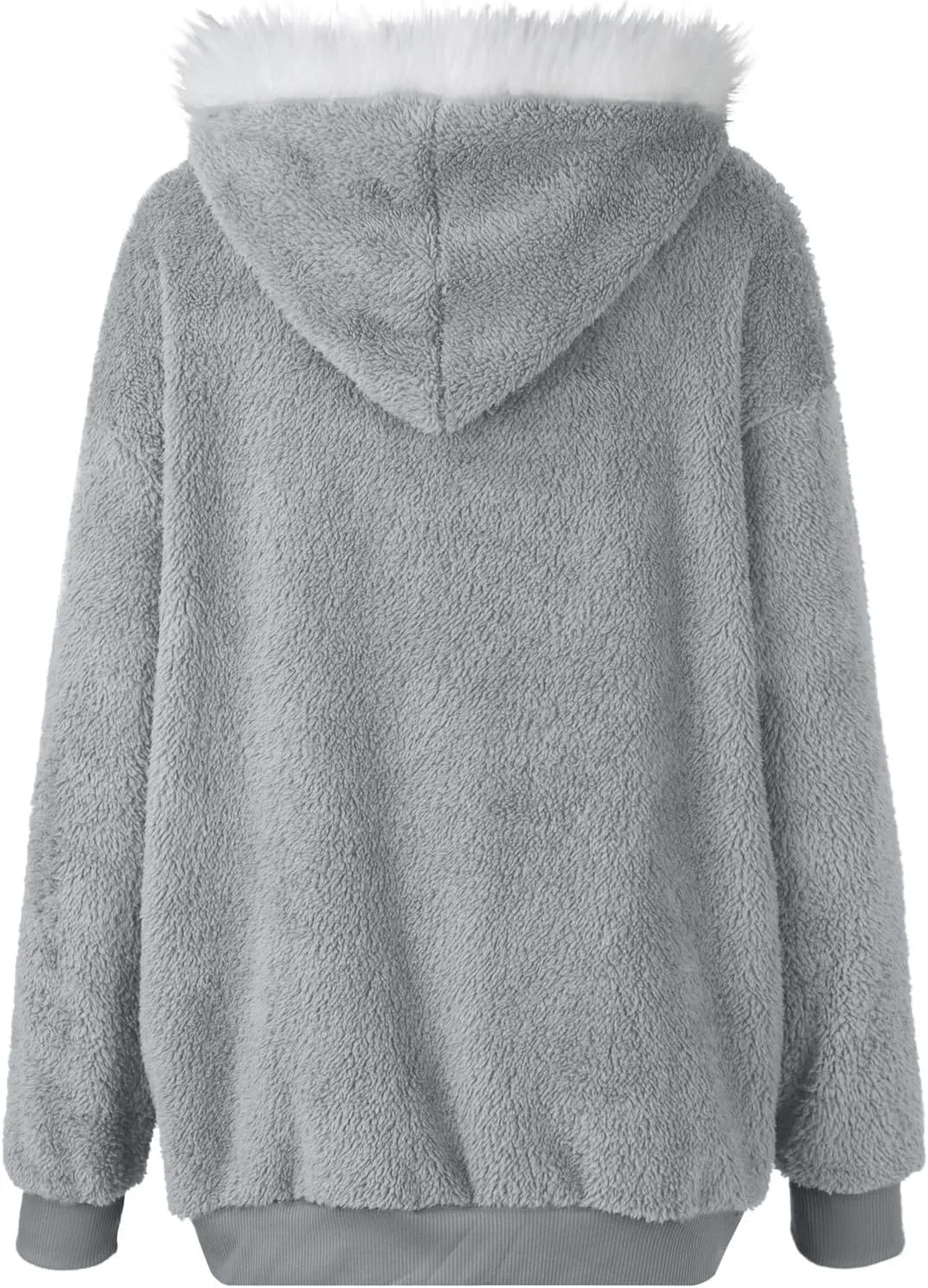 Womens Sherpa Jacket Fuzzy Zip Up Hoodie Oversized Fleece Jackets Fluffy Coat with Pockets