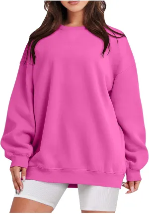 Women's Solid Color Sweatshirt Hoodie Round Neck Pullover Sweater Casual Comfort Fall Fashion Clothing