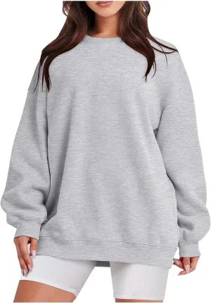 Women's Solid Color Sweatshirt Hoodie Round Neck Pullover Sweater Casual Comfort Fall Fashion Clothing