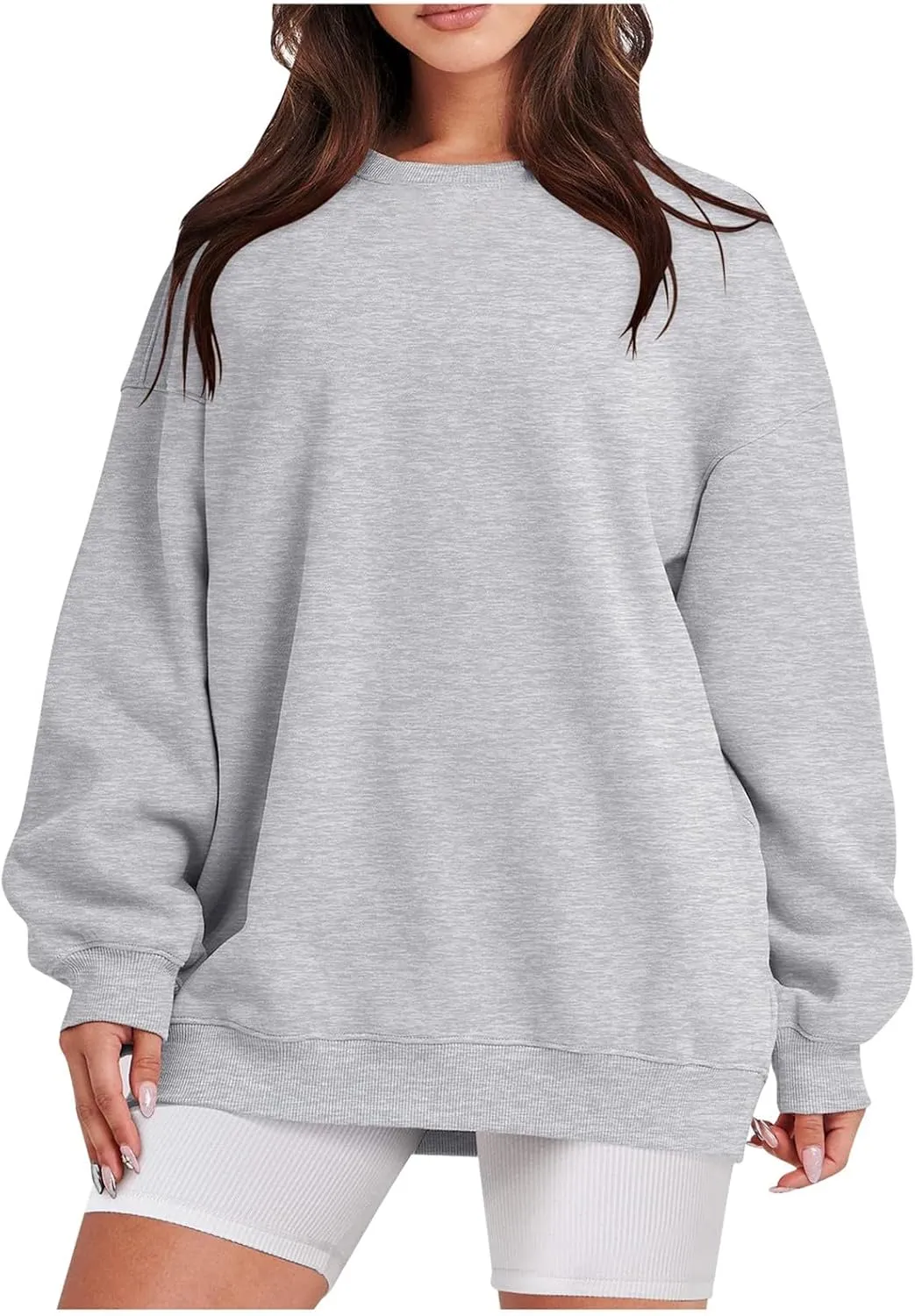 Women's Solid Color Sweatshirt Hoodie Round Neck Pullover Sweater Casual Comfort Fall Fashion Clothing
