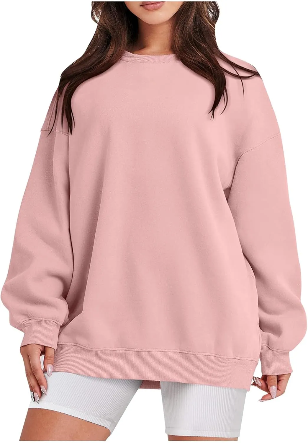 Women's Solid Color Sweatshirt Hoodie Round Neck Pullover Sweater Casual Comfort Fall Fashion Clothing