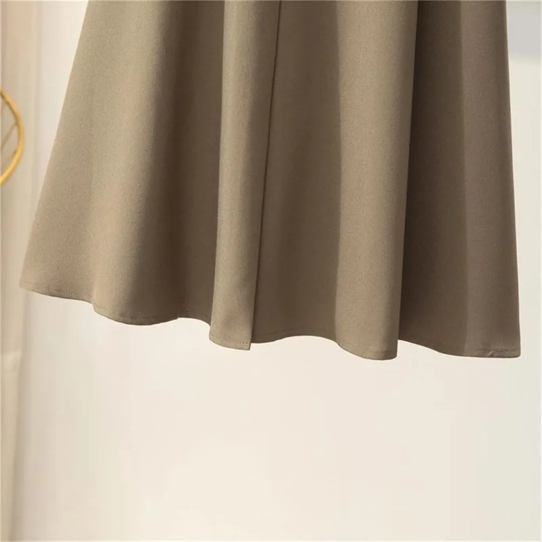Women's Vintage High Waist Pleated Skirt Korean Style Office Elegant and Comfortable A-Line Midi Skirt