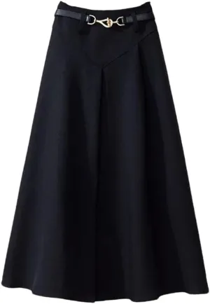 Women's Vintage High Waist Pleated Skirt Korean Style Office Elegant and Comfortable A-Line Midi Skirt