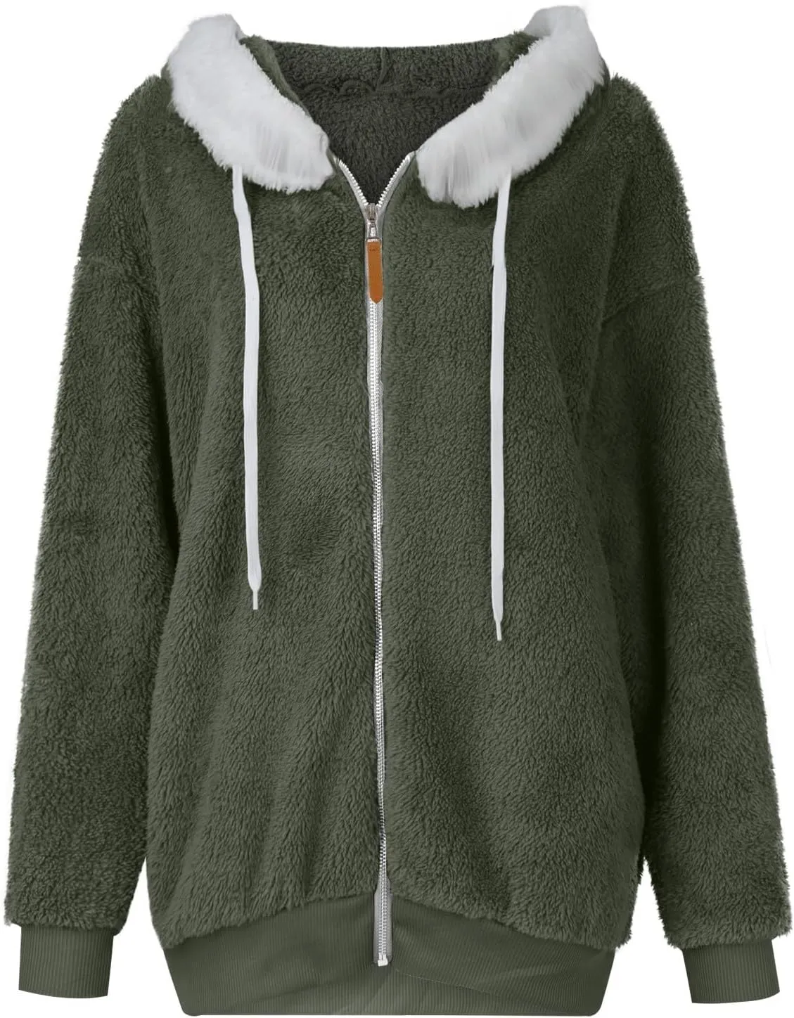 Womens Winter Coats Fleece Sherpa Jacket Full Zip Long Sleeve Casual Fuzzy Hooded Jacket Coats Warm Winter Outerwear