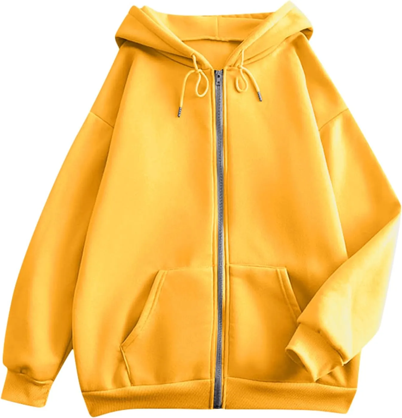 Women's Zip Up Hoodie Long Sleeve Oversized Sweatshirt Fall Lightweight Jacket Pockets Ladies Sweatshirts for Women