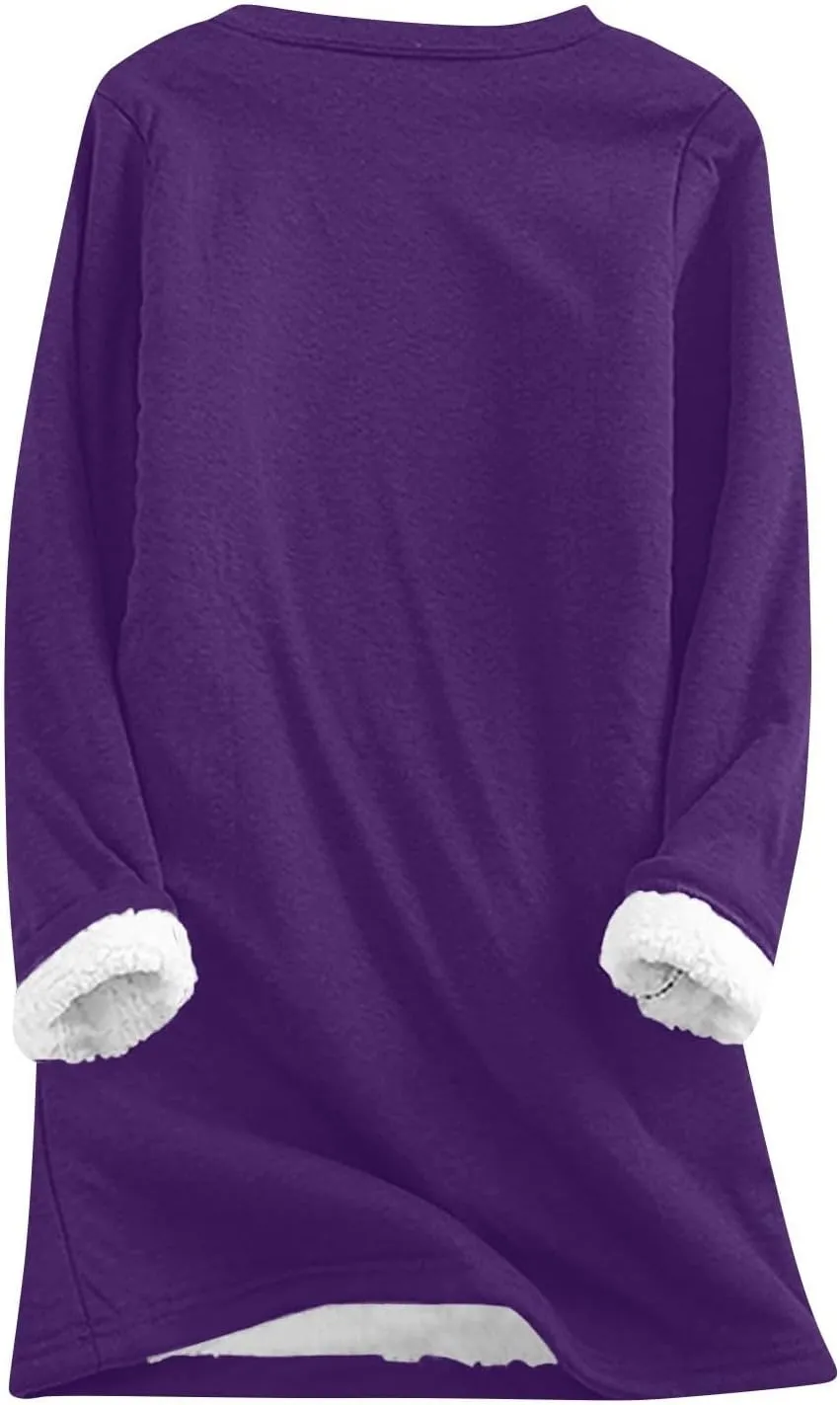 Yes,I'm Still Freezing -Me 24:7 Sherpa Lined Sweatshirt Women Fuzzy Fleece Thermal Outerwear Letter Print Pullover