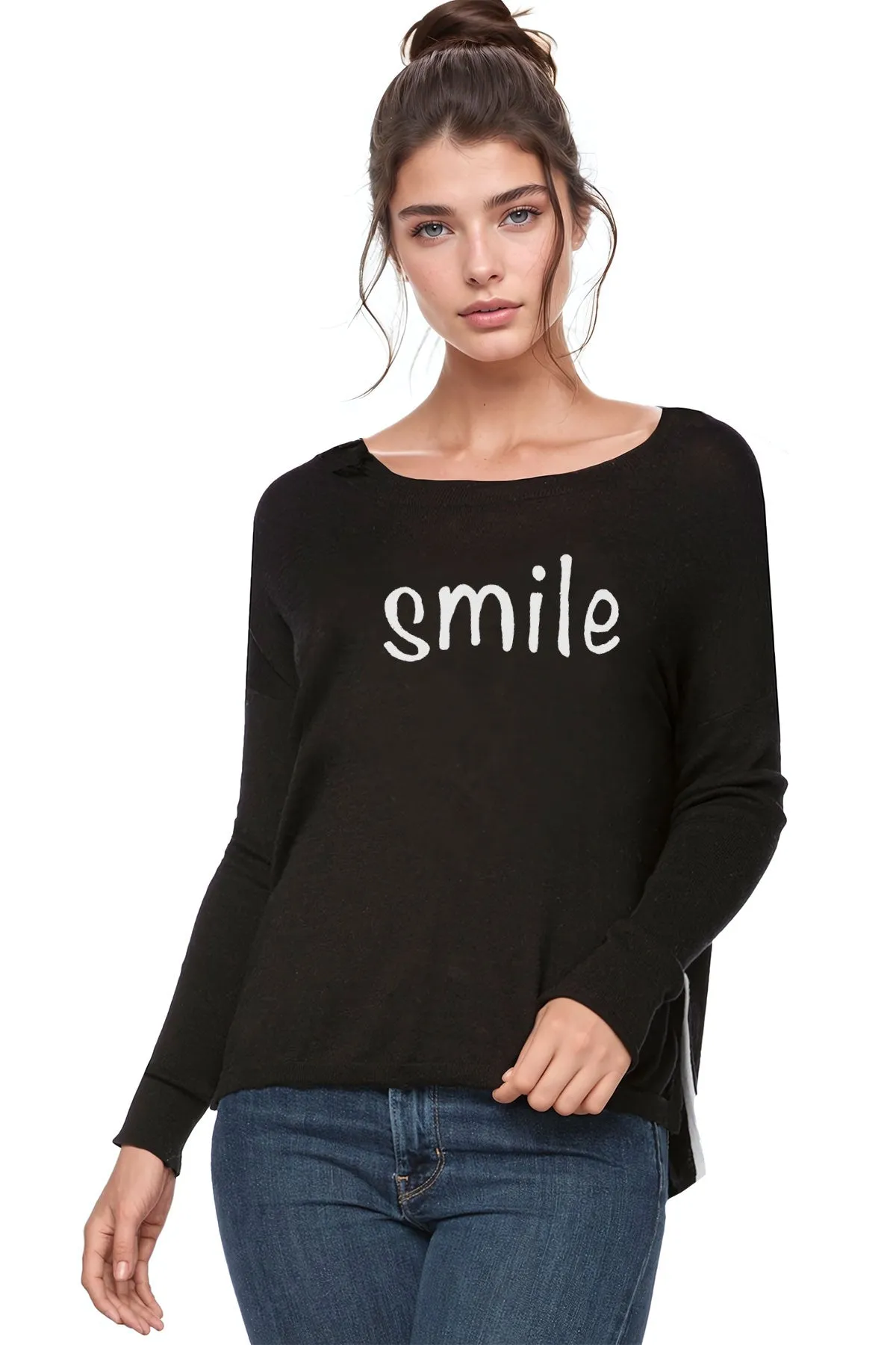 Zen Blend Crewneck Sweater with Stitched Embroidery on Sale Now