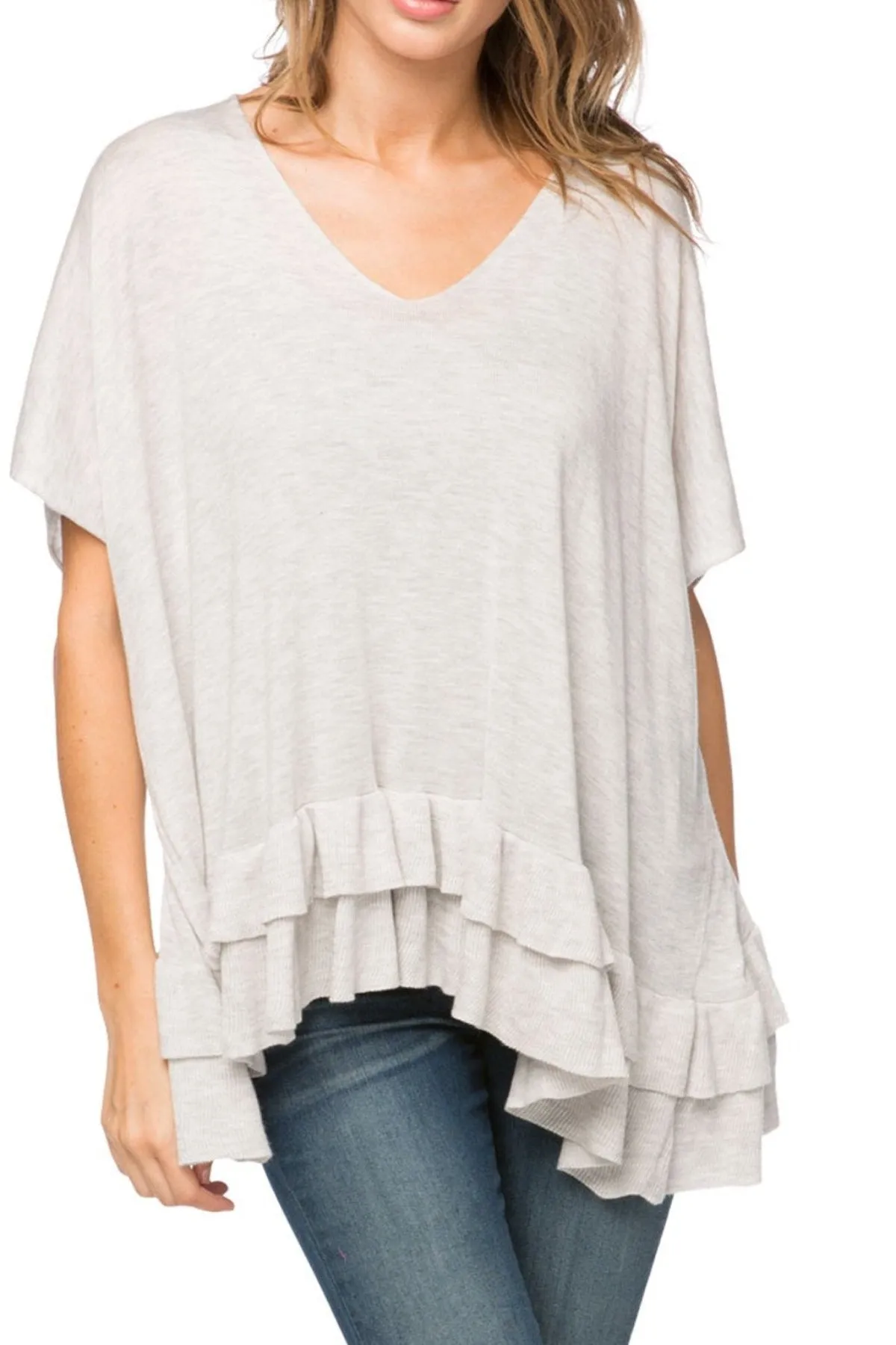 Zen Blend Nora Ruffle Tunic Sweater