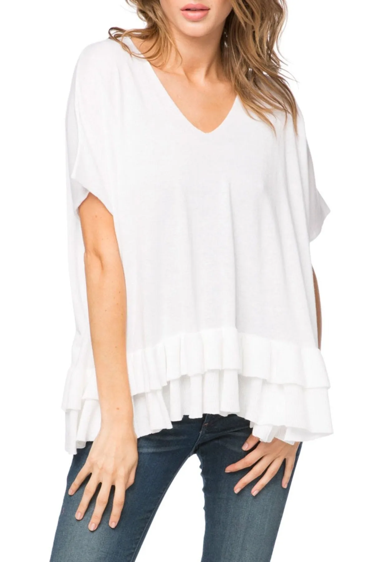 Zen Blend Nora Ruffle Tunic Sweater