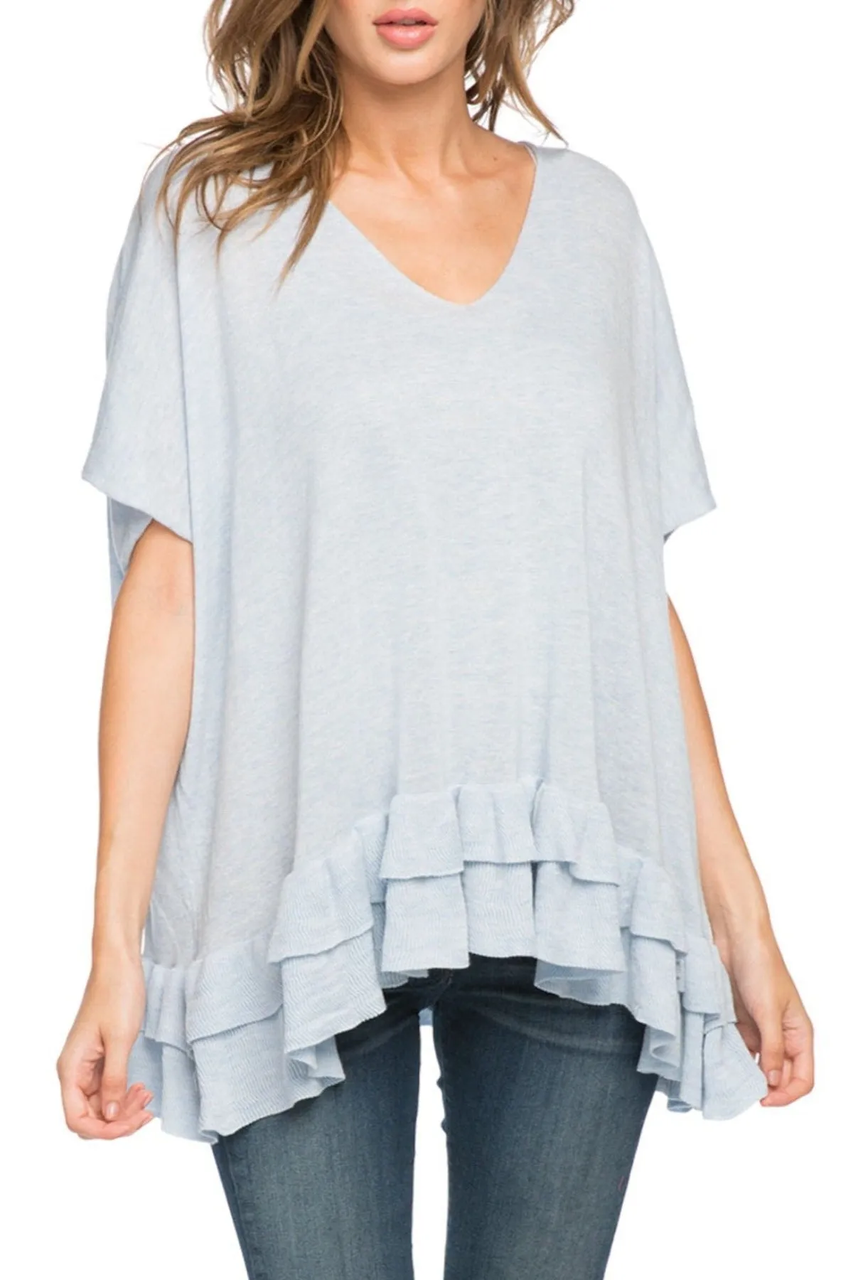 Zen Blend Nora Ruffle Tunic Sweater