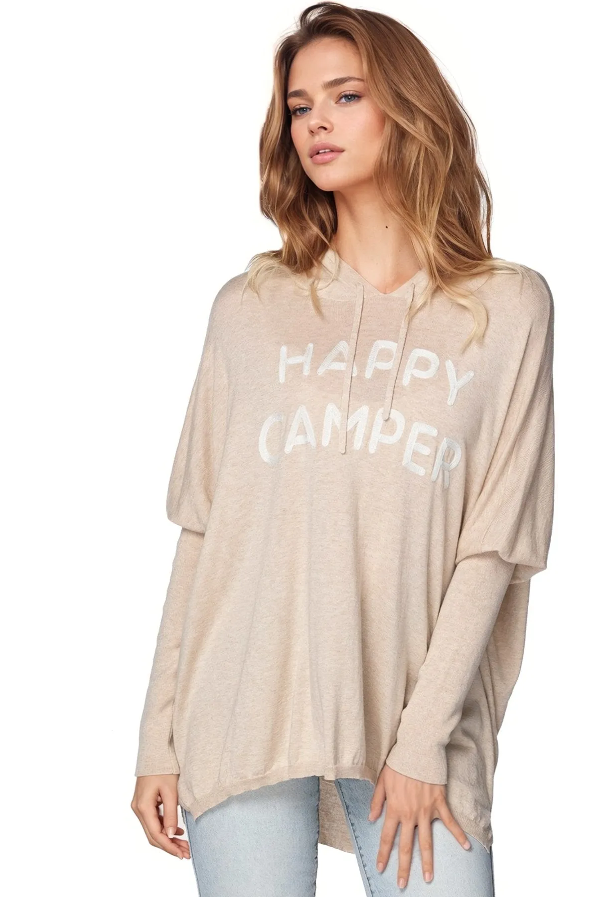 Zen "Reese" Hoodie Pullover Sweater in Embroidery Stitch Sayings