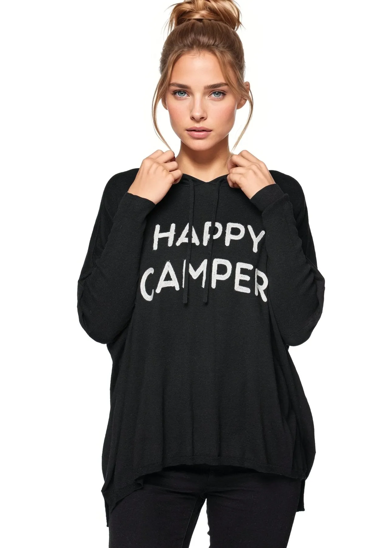 Zen "Reese" Hoodie Pullover Sweater in Embroidery Stitch Sayings