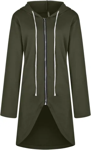 Zip Up Hoodie Women,2024 Trendy Irregular Hem Oversized Hoodies Long Tunic Sweatshirt Open Front Cardigan Jacket