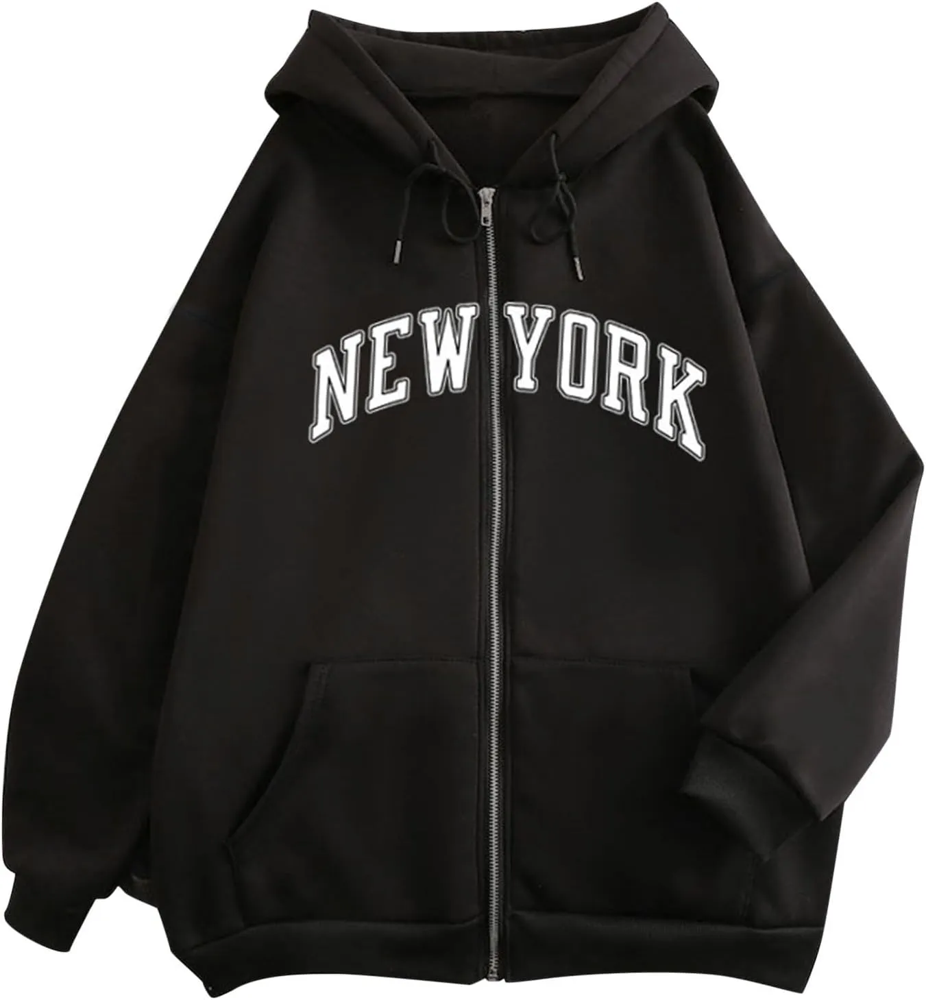 Zip Up Hoodies for Teen Girls New York Sweatshirts with Hood 2024 Fall Outfits Full Zipper Pullover Long Sleeve